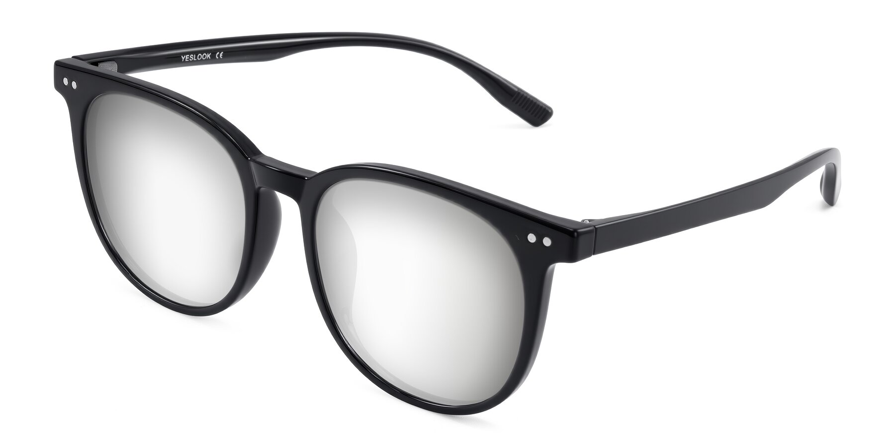 Angle of Pizarro in Black with Silver Mirrored Lenses