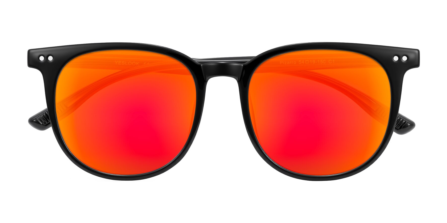 Folded Front of Pizarro in Black with Red Gold Mirrored Lenses