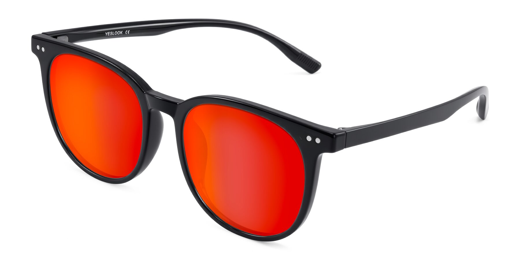 Angle of Pizarro in Black with Red Gold Mirrored Lenses