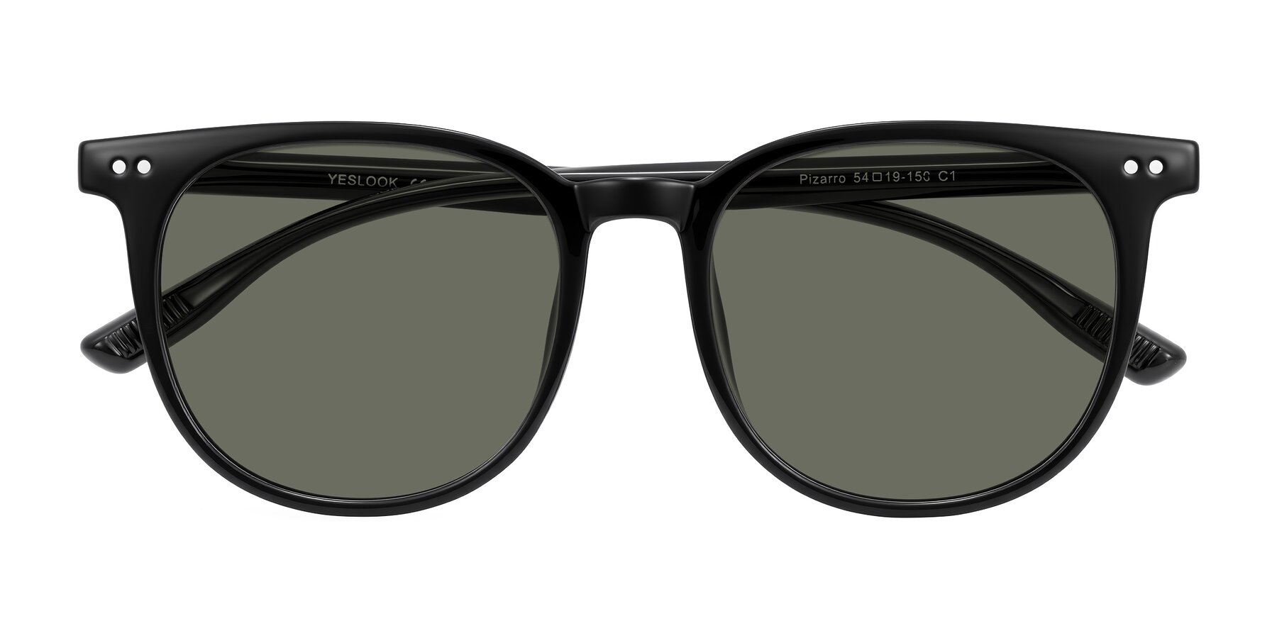 Folded Front of Pizarro in Black with Gray Polarized Lenses