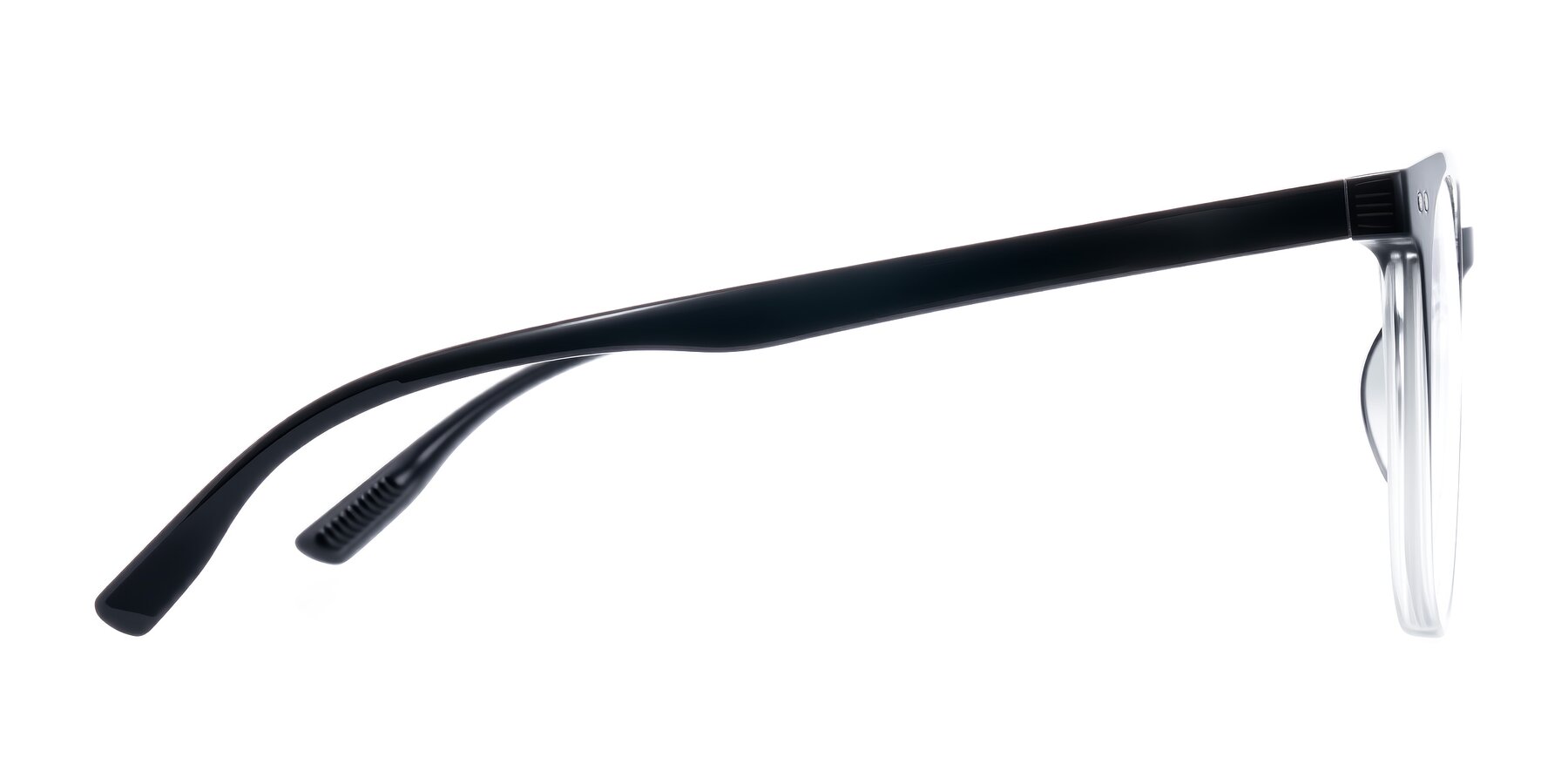 Side of Pizarro in Gradient Black/Clear with Clear Eyeglass Lenses