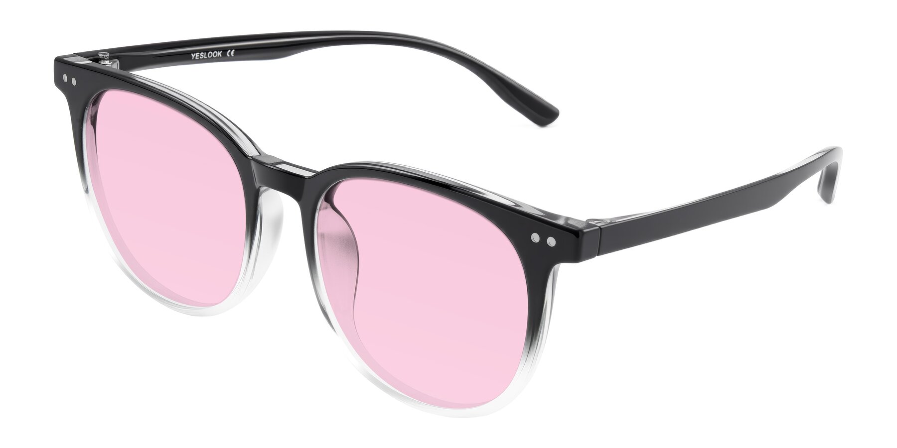 Angle of Pizarro in Gradient Black/Clear with Light Pink Tinted Lenses