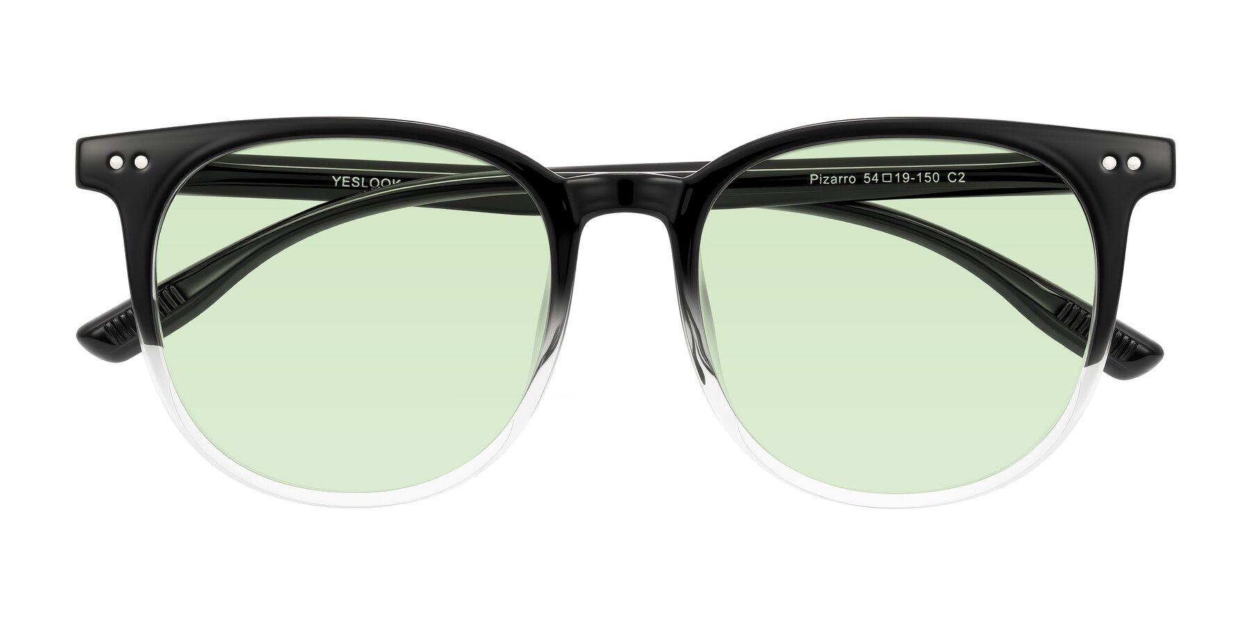 Folded Front of Pizarro in Gradient Black/Clear with Light Green Tinted Lenses