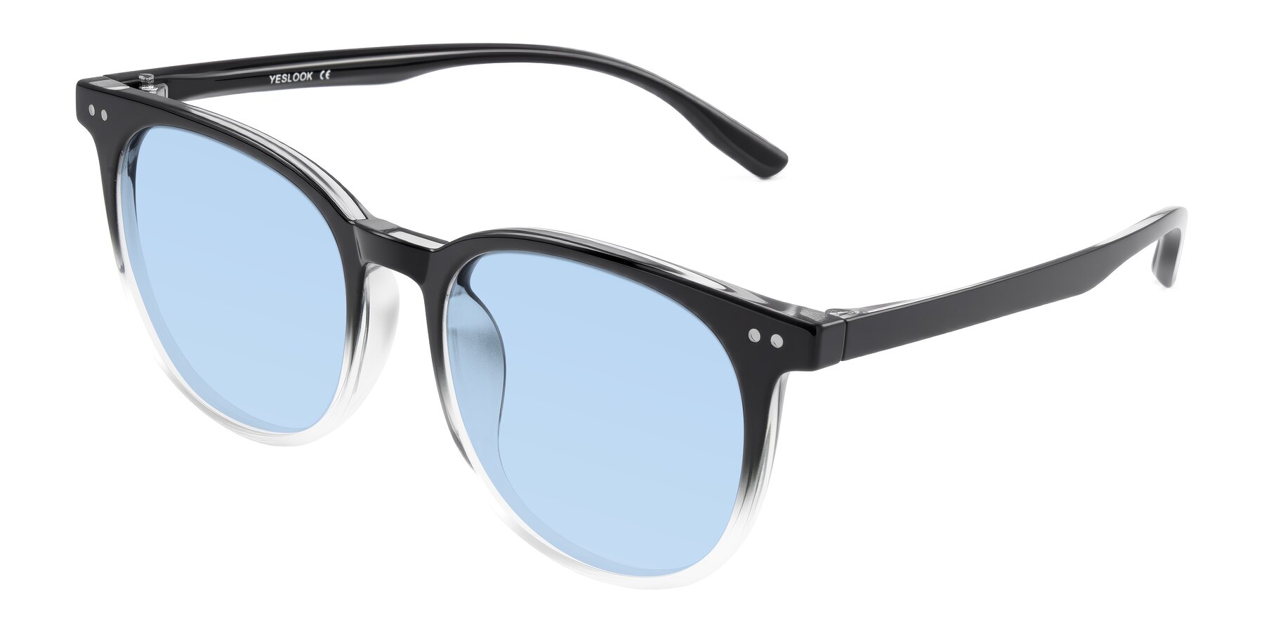 Angle of Pizarro in Gradient Black/Clear with Light Blue Tinted Lenses