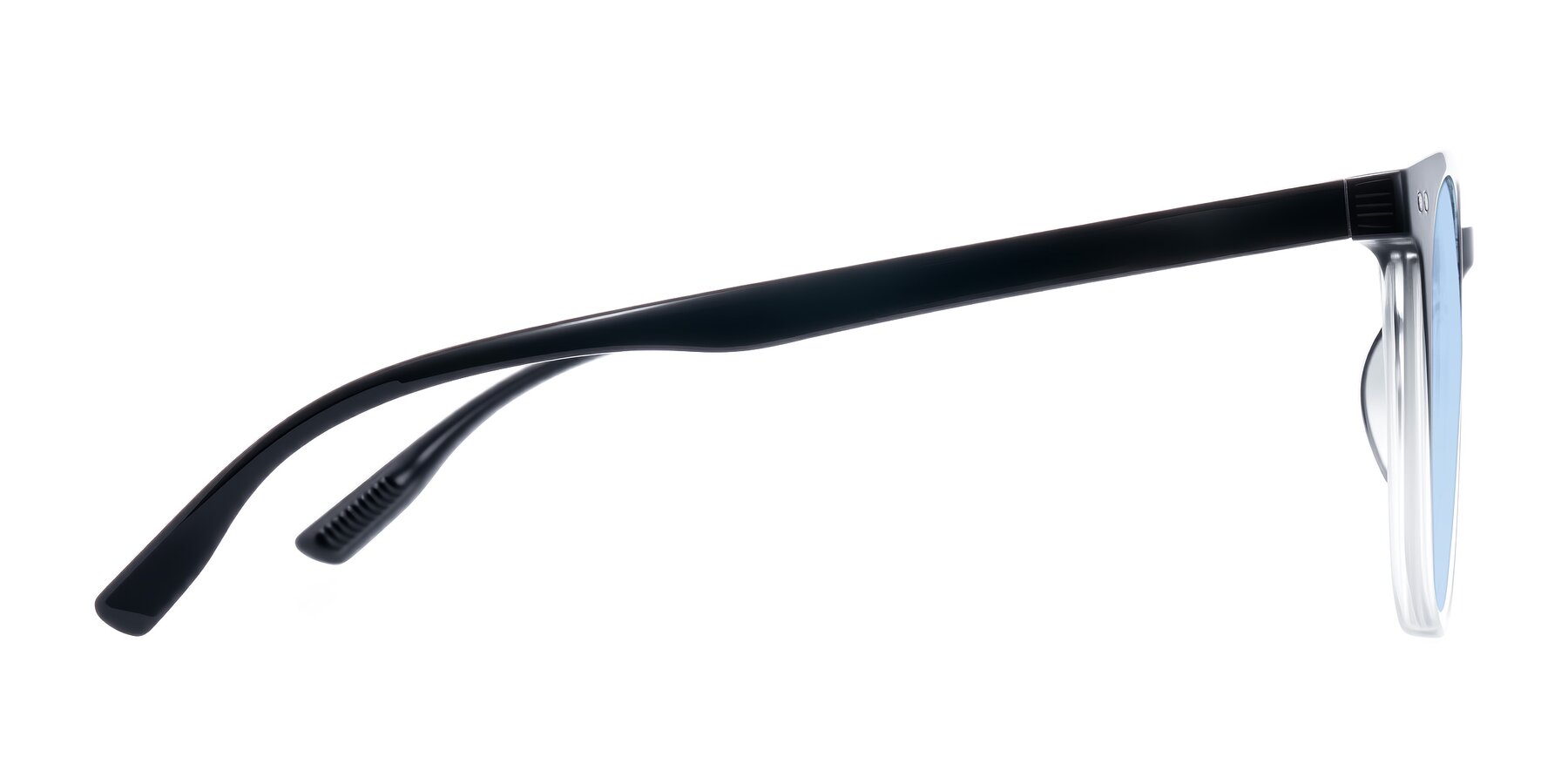 Side of Pizarro in Gradient Black/Clear with Light Blue Tinted Lenses