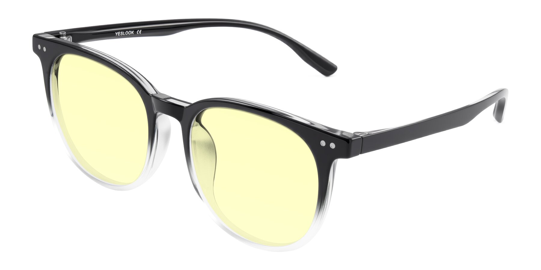 Angle of Pizarro in Gradient Black/Clear with Light Yellow Tinted Lenses