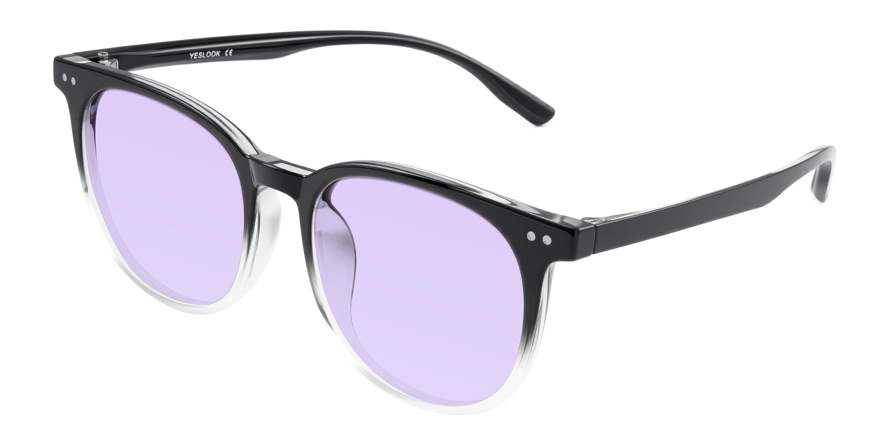 Angle of Pizarro in Gradient Black/Clear with Light Purple Tinted Lenses