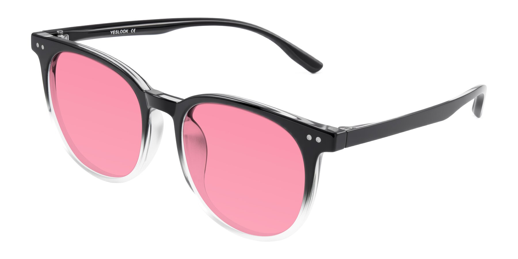 Angle of Pizarro in Gradient Black/Clear with Pink Tinted Lenses