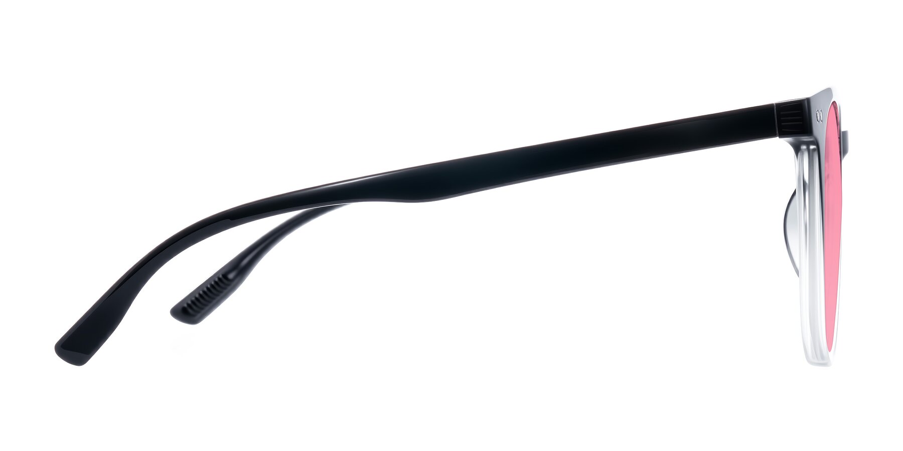 Side of Pizarro in Gradient Black/Clear with Pink Tinted Lenses