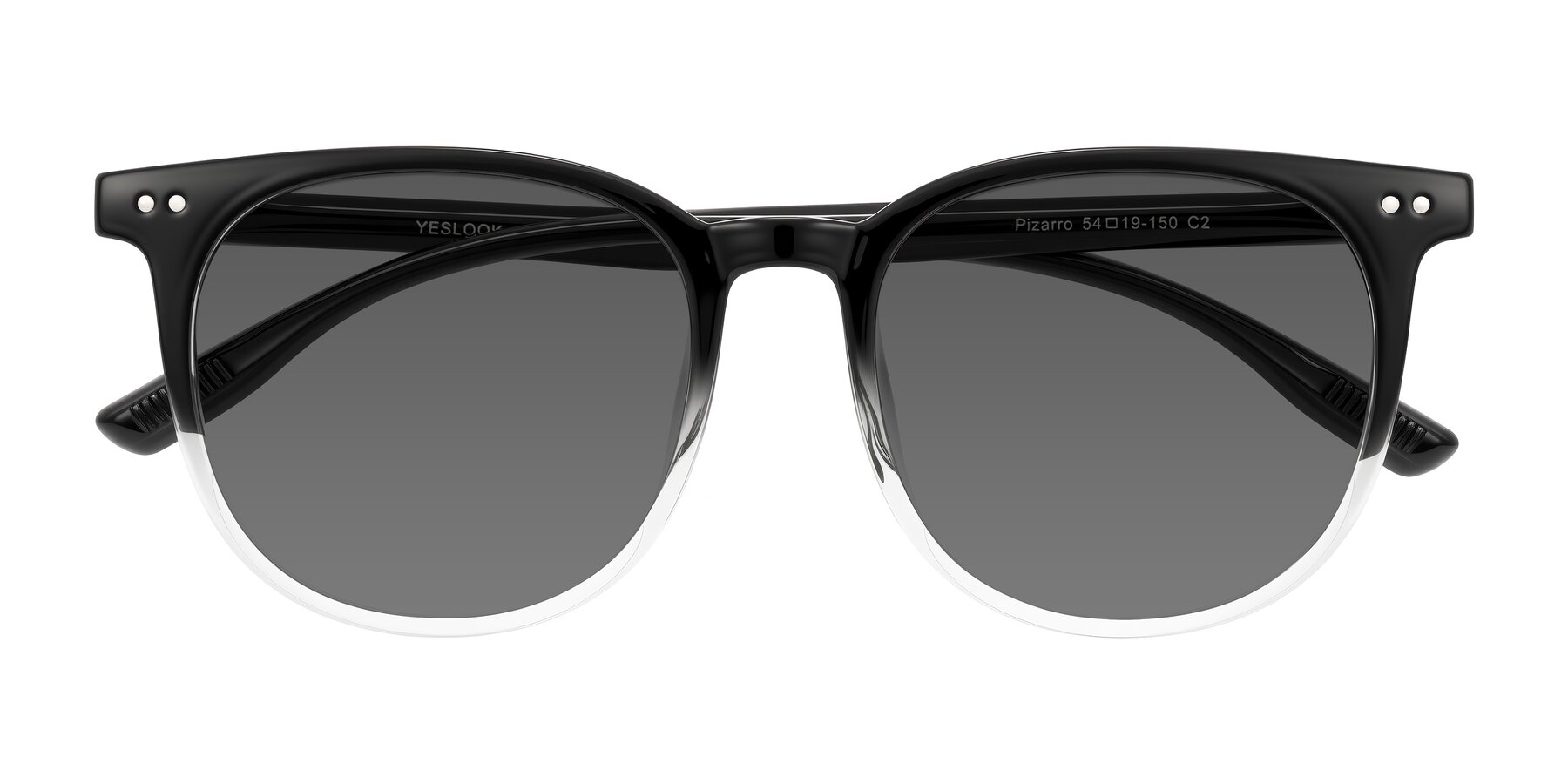 Folded Front of Pizarro in Gradient Black/Clear with Medium Gray Tinted Lenses