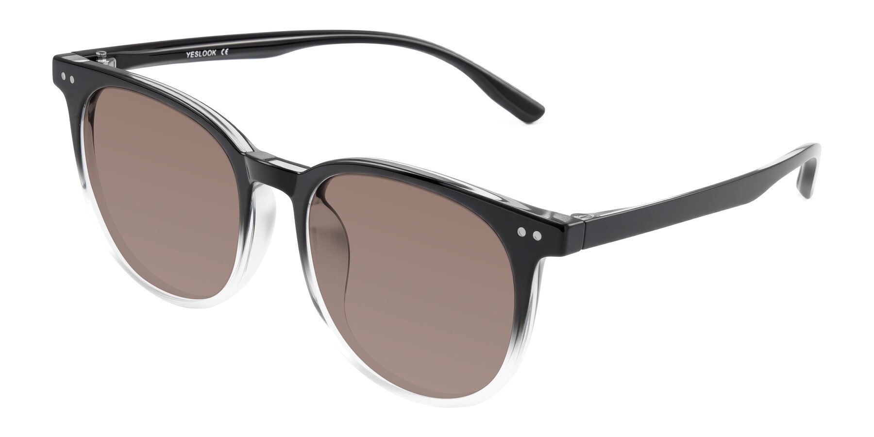Angle of Pizarro in Gradient Black/Clear with Medium Brown Tinted Lenses