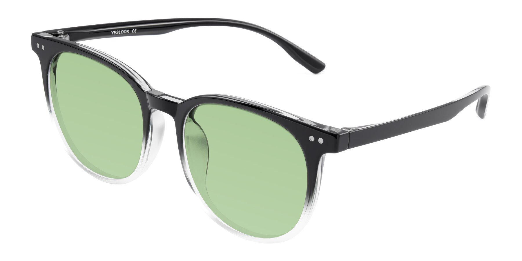 Angle of Pizarro in Gradient Black/Clear with Medium Green Tinted Lenses