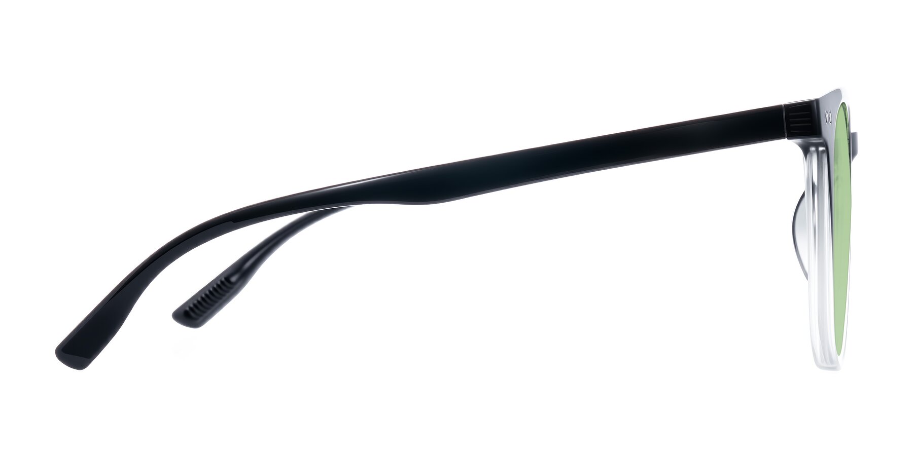 Side of Pizarro in Gradient Black/Clear with Medium Green Tinted Lenses