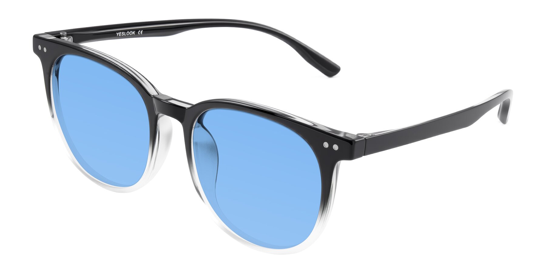 Angle of Pizarro in Gradient Black/Clear with Medium Blue Tinted Lenses