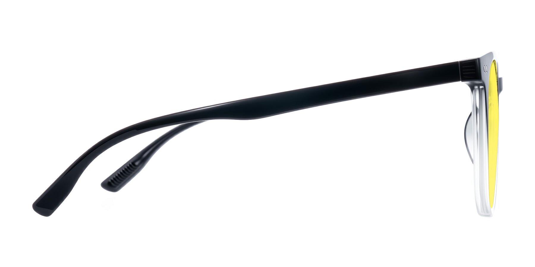 Side of Pizarro in Gradient Black/Clear with Medium Yellow Tinted Lenses