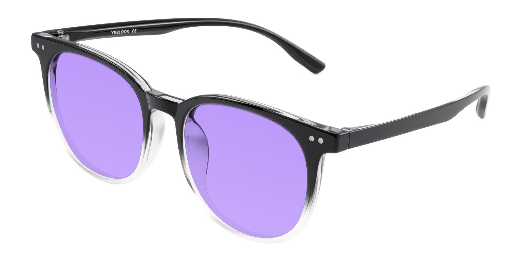 Angle of Pizarro in Gradient Black/Clear with Medium Purple Tinted Lenses