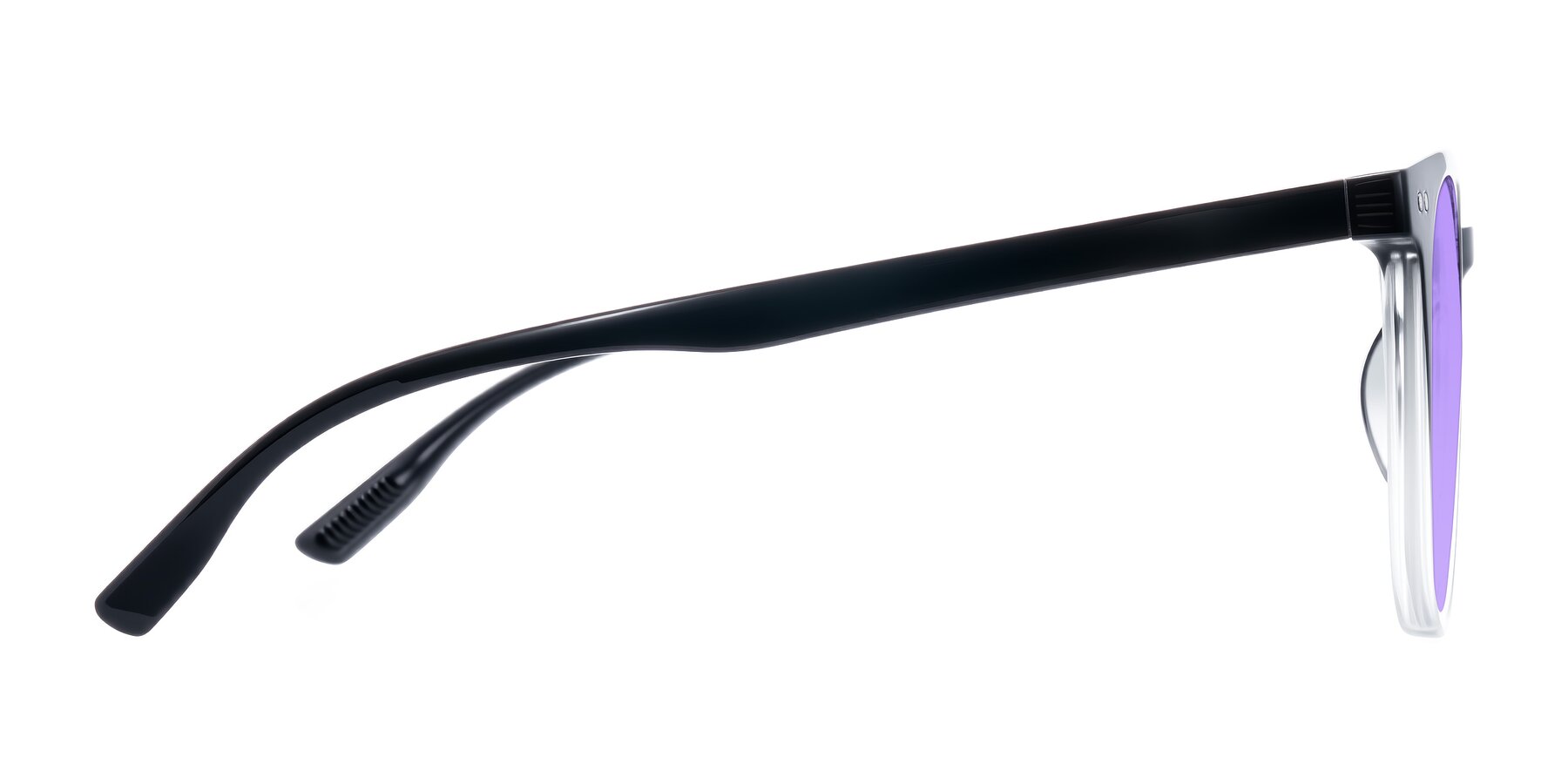 Side of Pizarro in Gradient Black/Clear with Medium Purple Tinted Lenses