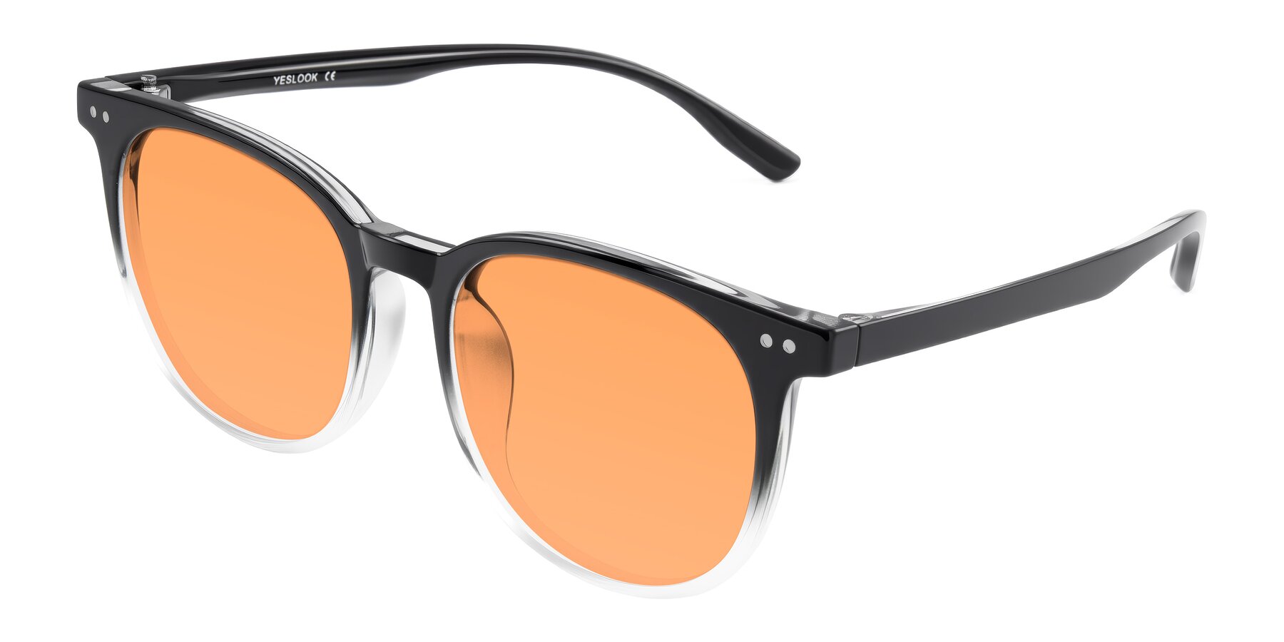 Angle of Pizarro in Gradient Black/Clear with Medium Orange Tinted Lenses
