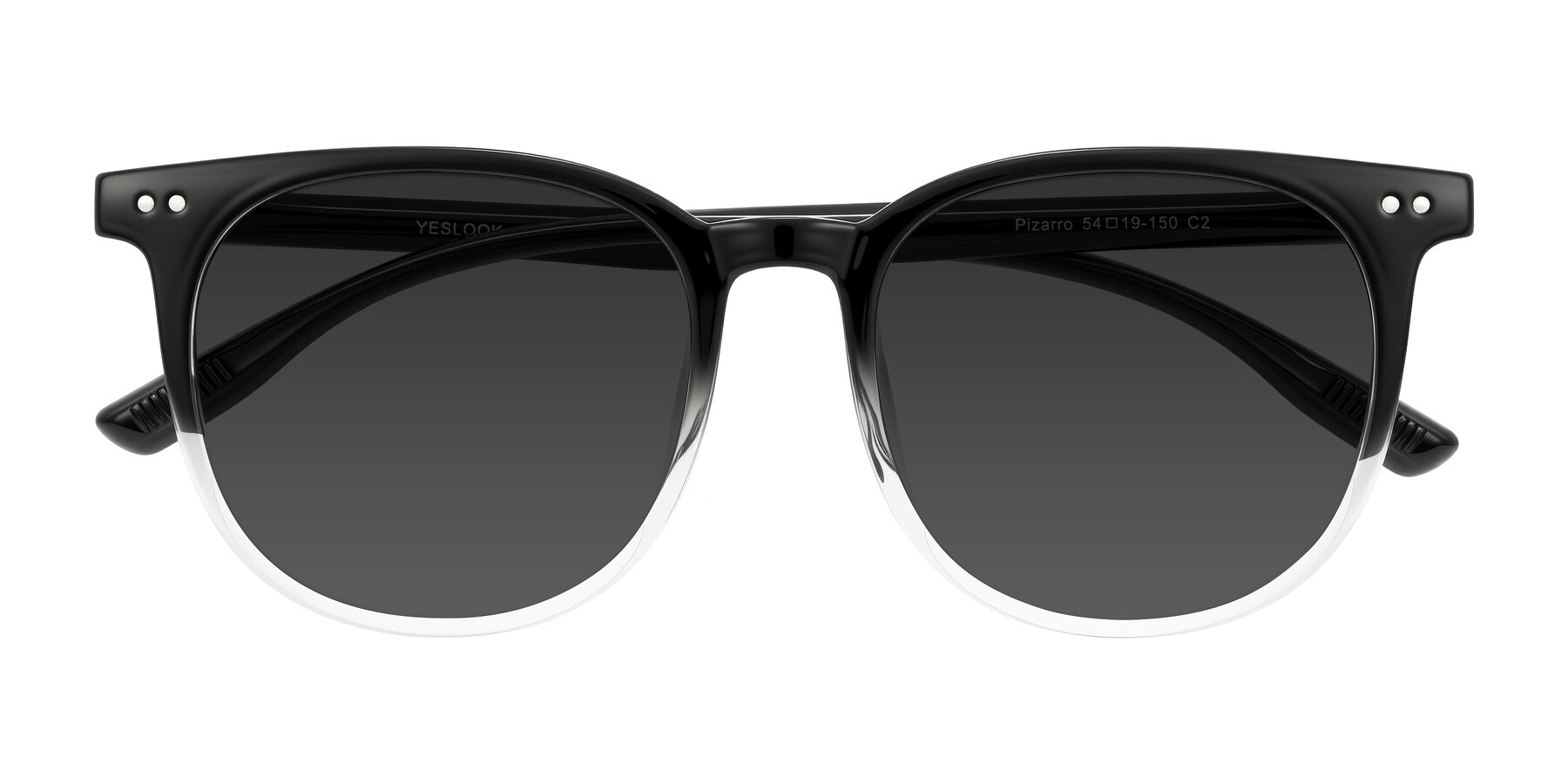 Folded Front of Pizarro in Gradient Black/Clear with Gray Tinted Lenses