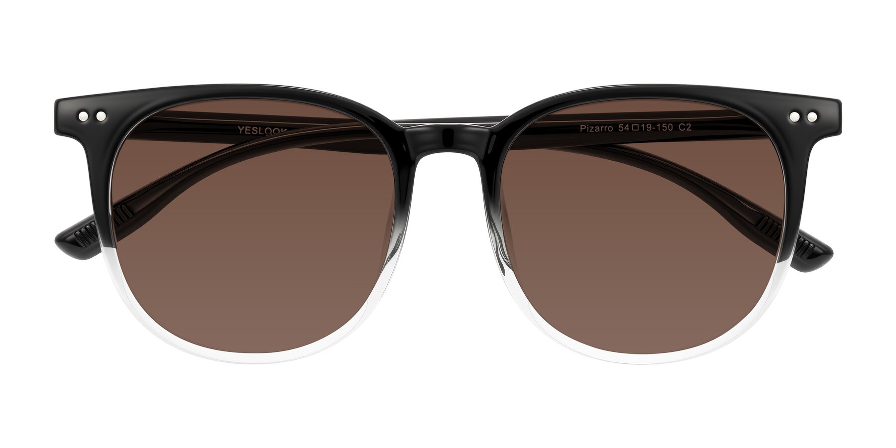 Folded Front of Pizarro in Gradient Black/Clear with Brown Tinted Lenses
