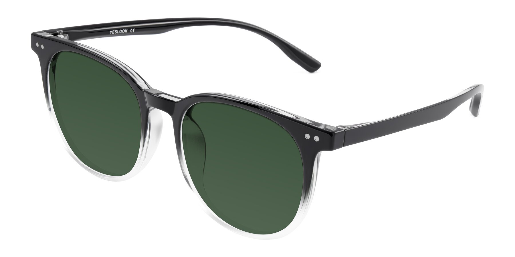 Angle of Pizarro in Gradient Black/Clear with Green Tinted Lenses