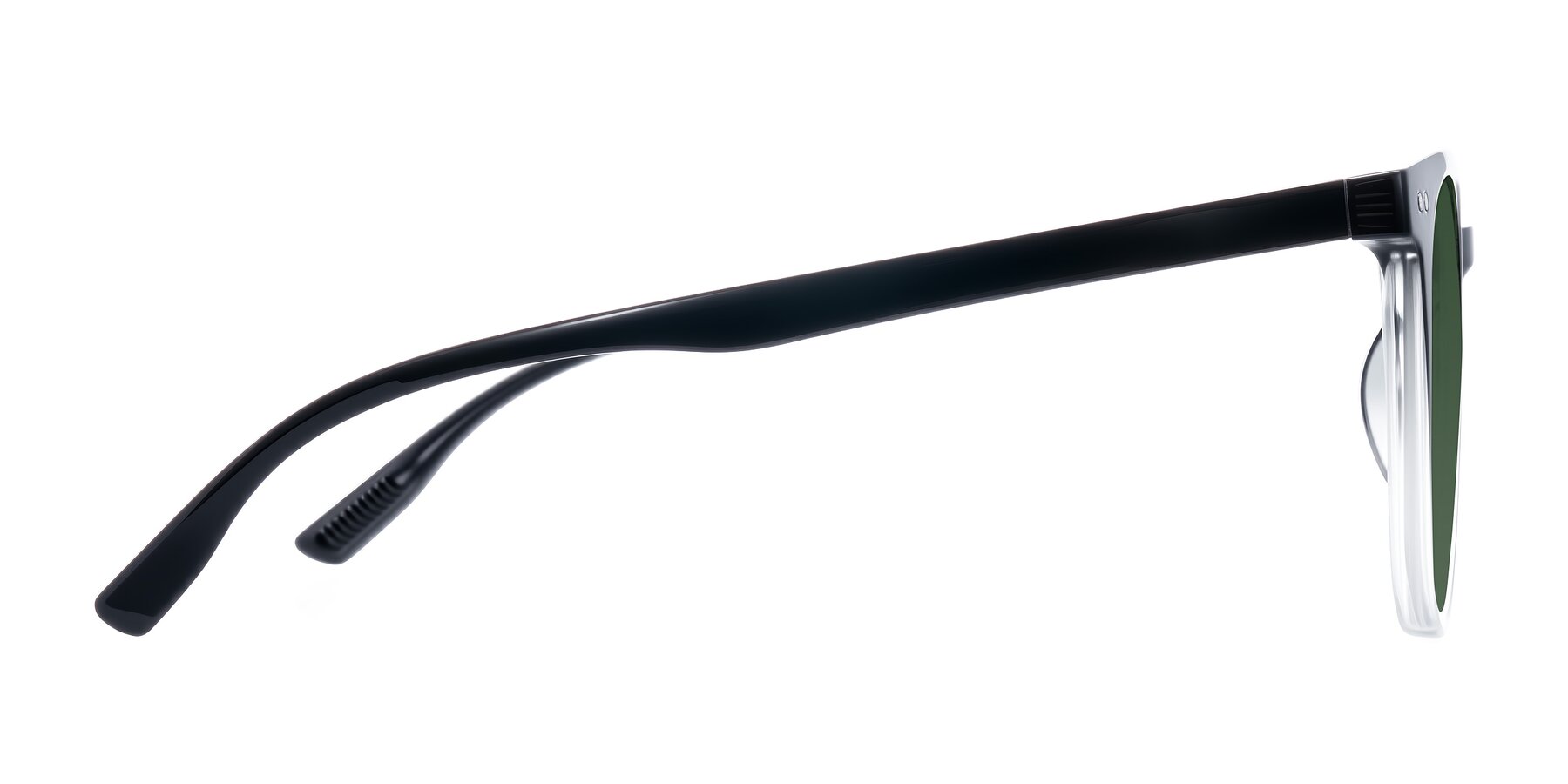 Side of Pizarro in Gradient Black/Clear with Green Tinted Lenses