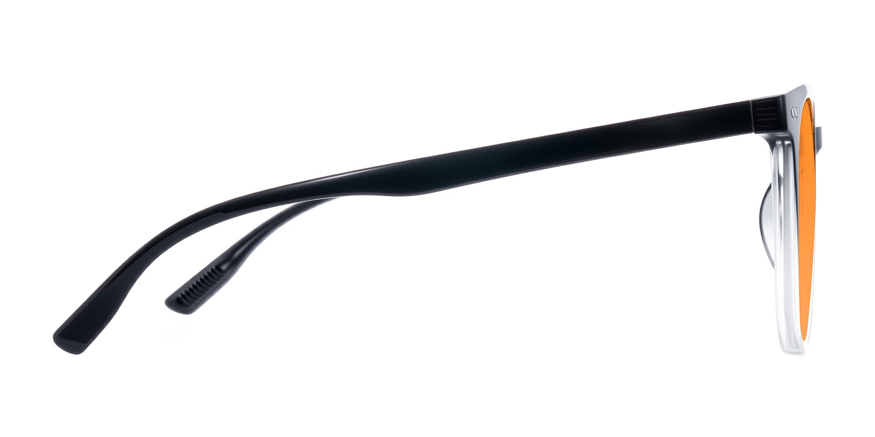 Side of Pizarro in Gradient Black/Clear with Orange Tinted Lenses