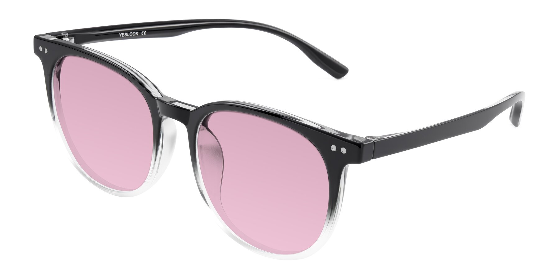 Angle of Pizarro in Gradient Black/Clear with Light Wine Tinted Lenses