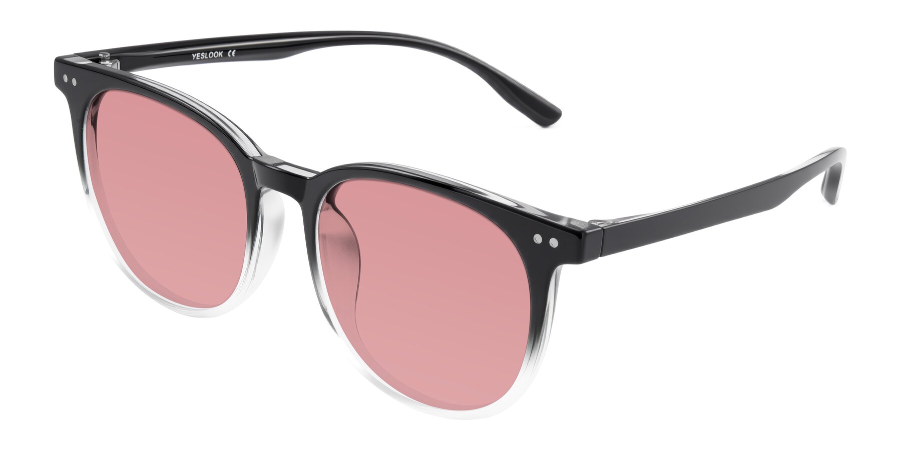 Angle of Pizarro in Gradient Black/Clear with Medium Garnet Tinted Lenses