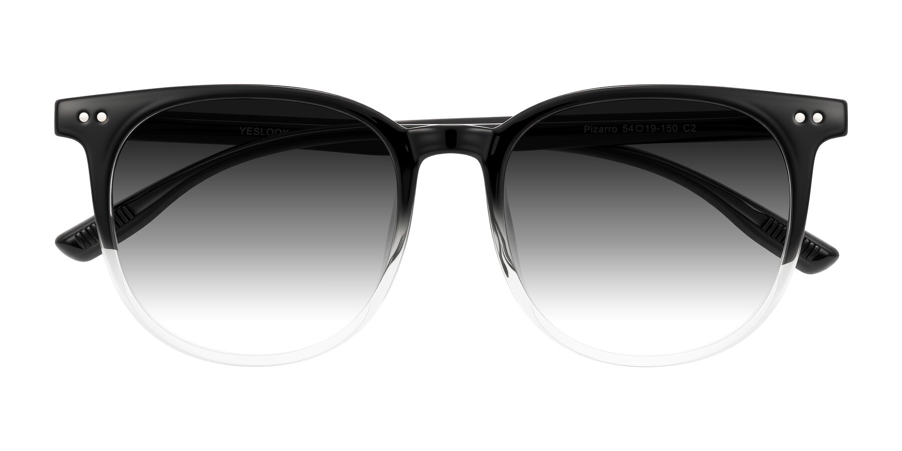 Folded Front of Pizarro in Gradient Black/Clear with Gray Gradient Lenses
