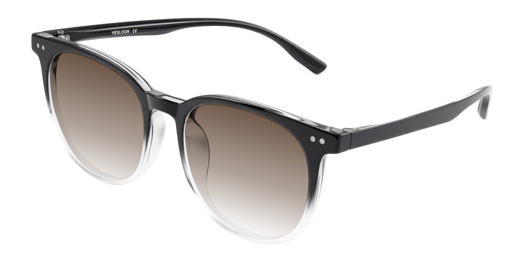 Angle of Pizarro in Gradient Black/Clear with Brown Gradient Lenses