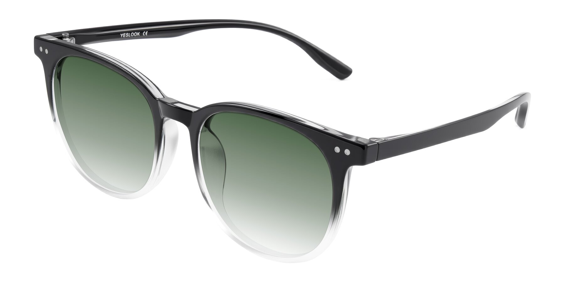 Angle of Pizarro in Gradient Black/Clear with Green Gradient Lenses