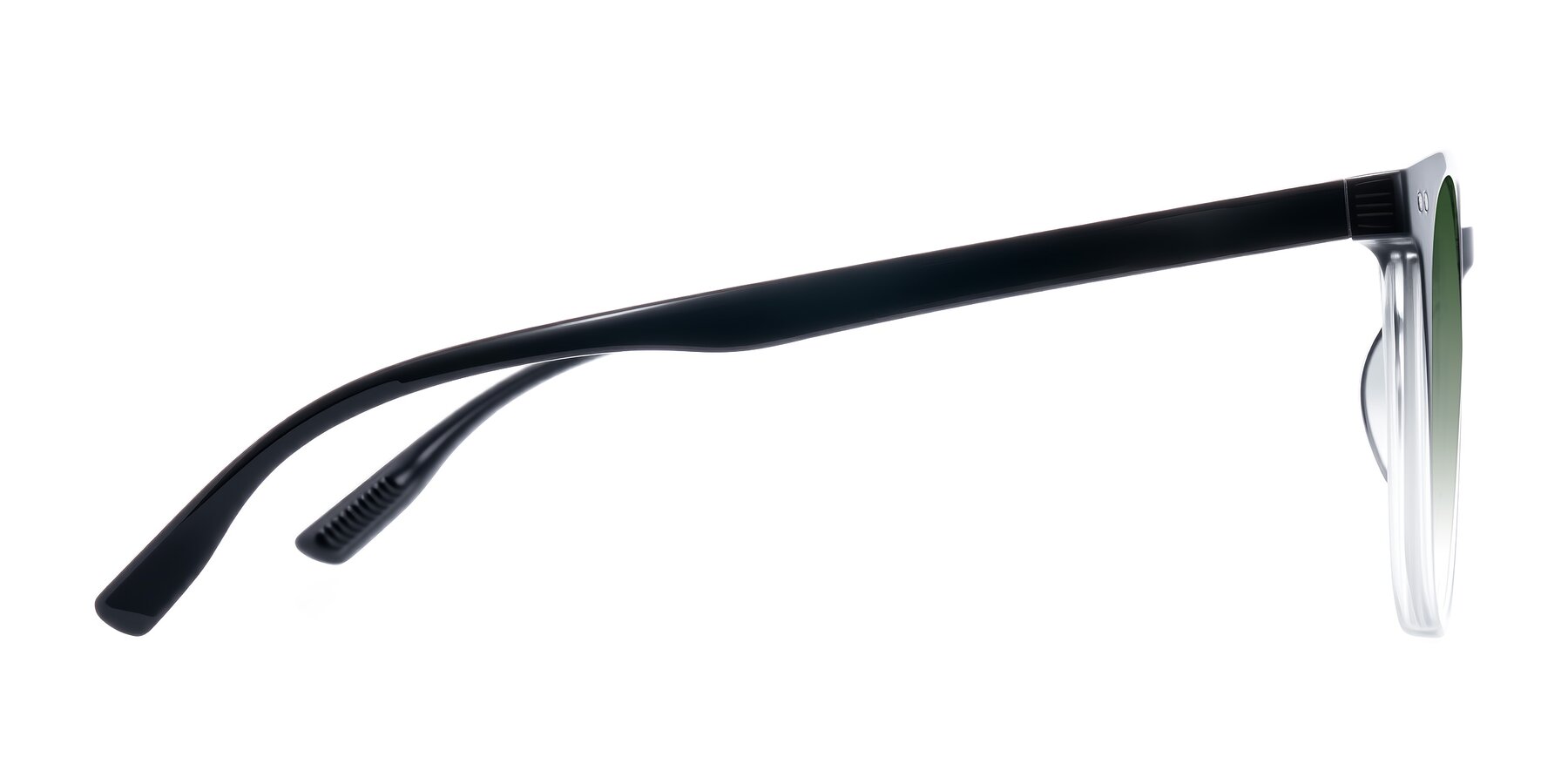 Side of Pizarro in Gradient Black/Clear with Green Gradient Lenses