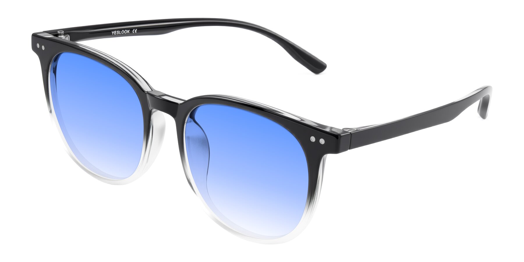 Angle of Pizarro in Gradient Black/Clear with Blue Gradient Lenses