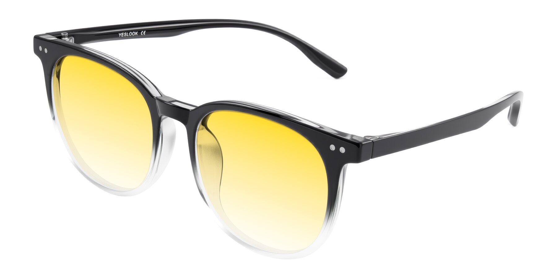Angle of Pizarro in Gradient Black/Clear with Yellow Gradient Lenses