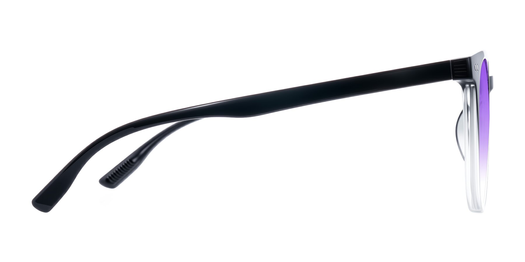 Side of Pizarro in Gradient Black/Clear with Purple Gradient Lenses