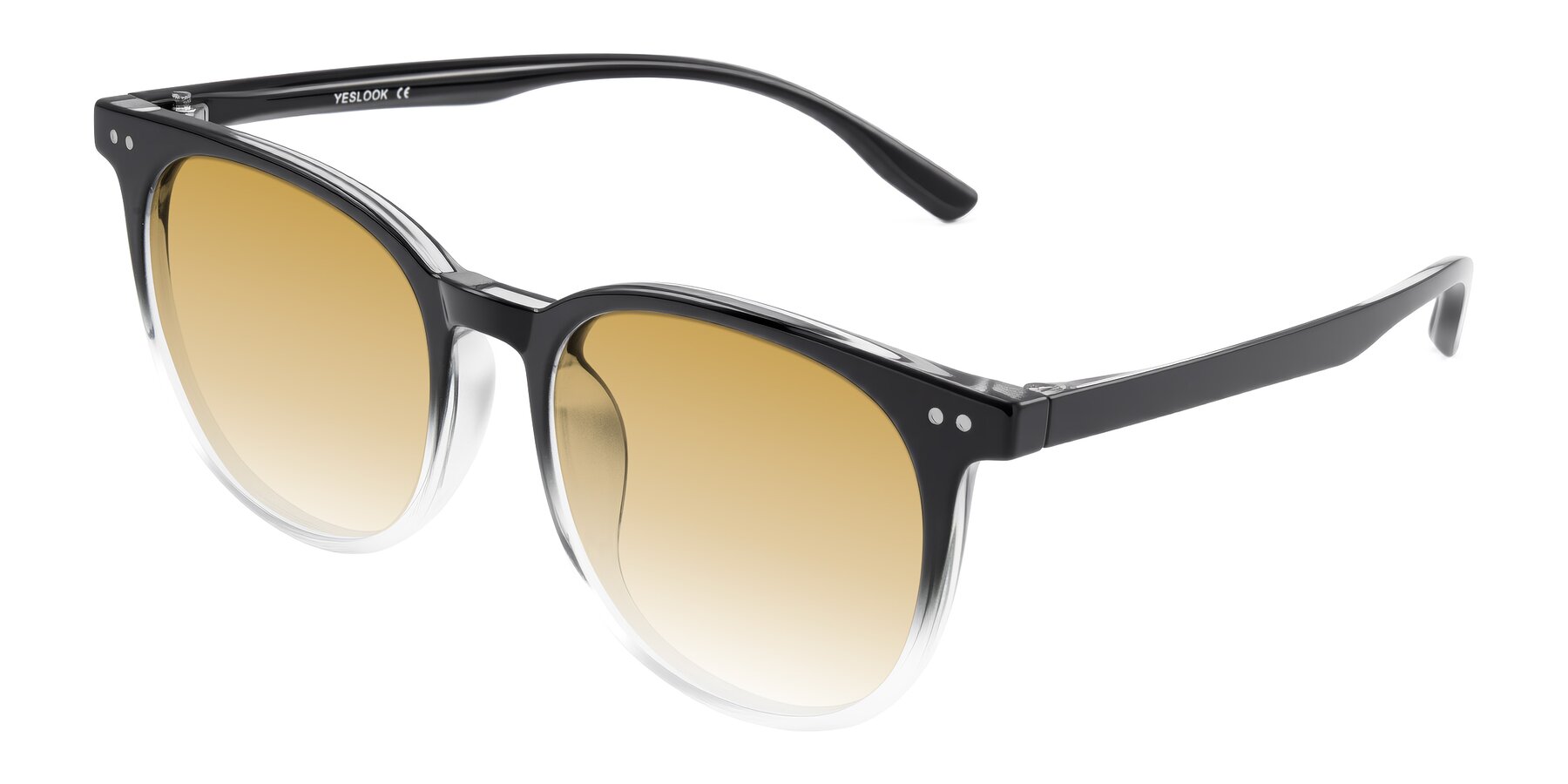 Angle of Pizarro in Gradient Black/Clear with Champagne Gradient Lenses