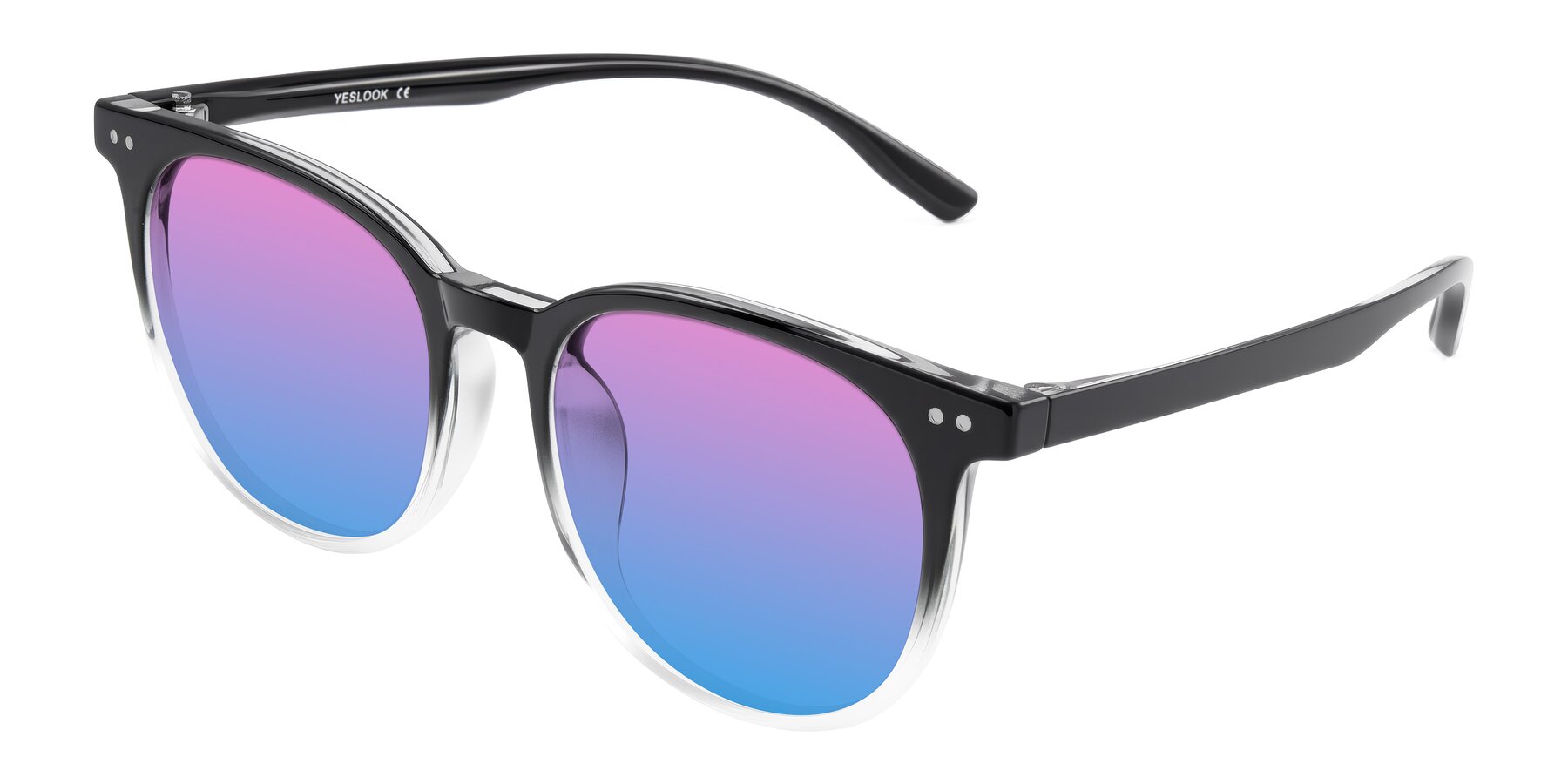 Angle of Pizarro in Gradient Black/Clear with Pink / Blue Gradient Lenses