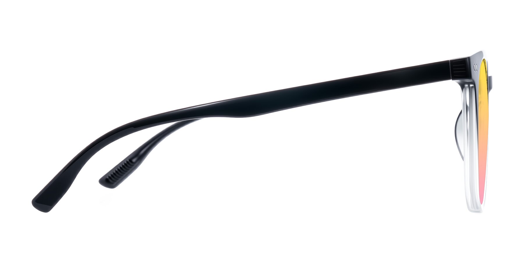 Side of Pizarro in Gradient Black/Clear with Yellow / Pink Gradient Lenses