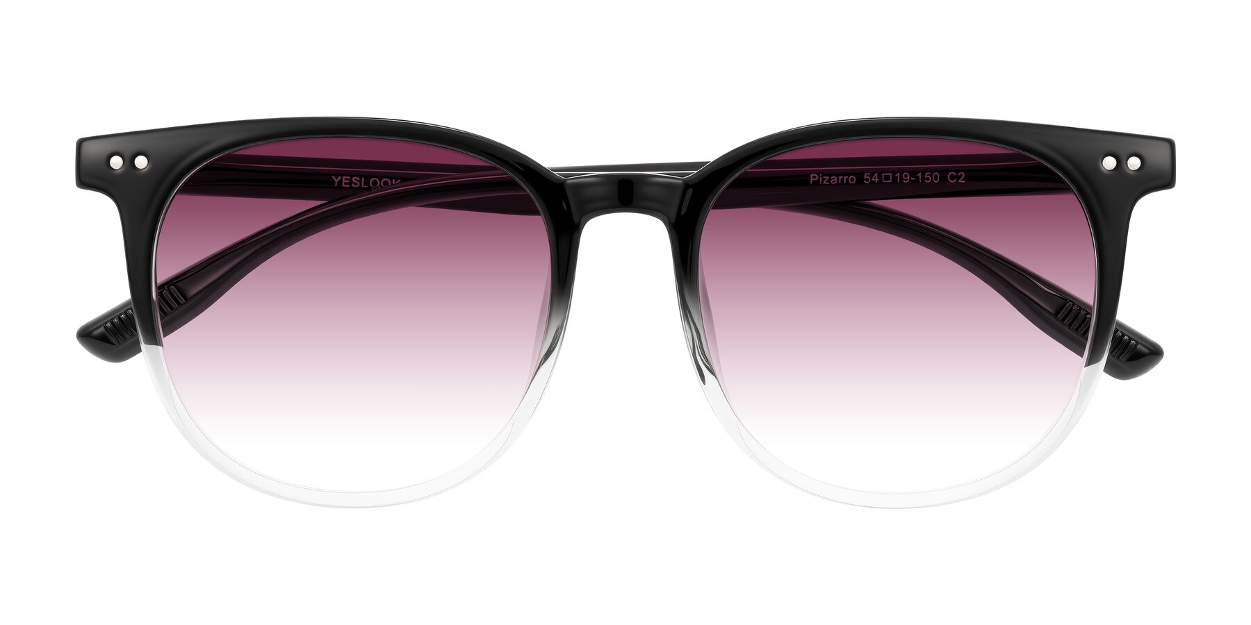 Folded Front of Pizarro in Gradient Black/Clear with Wine Gradient Lenses
