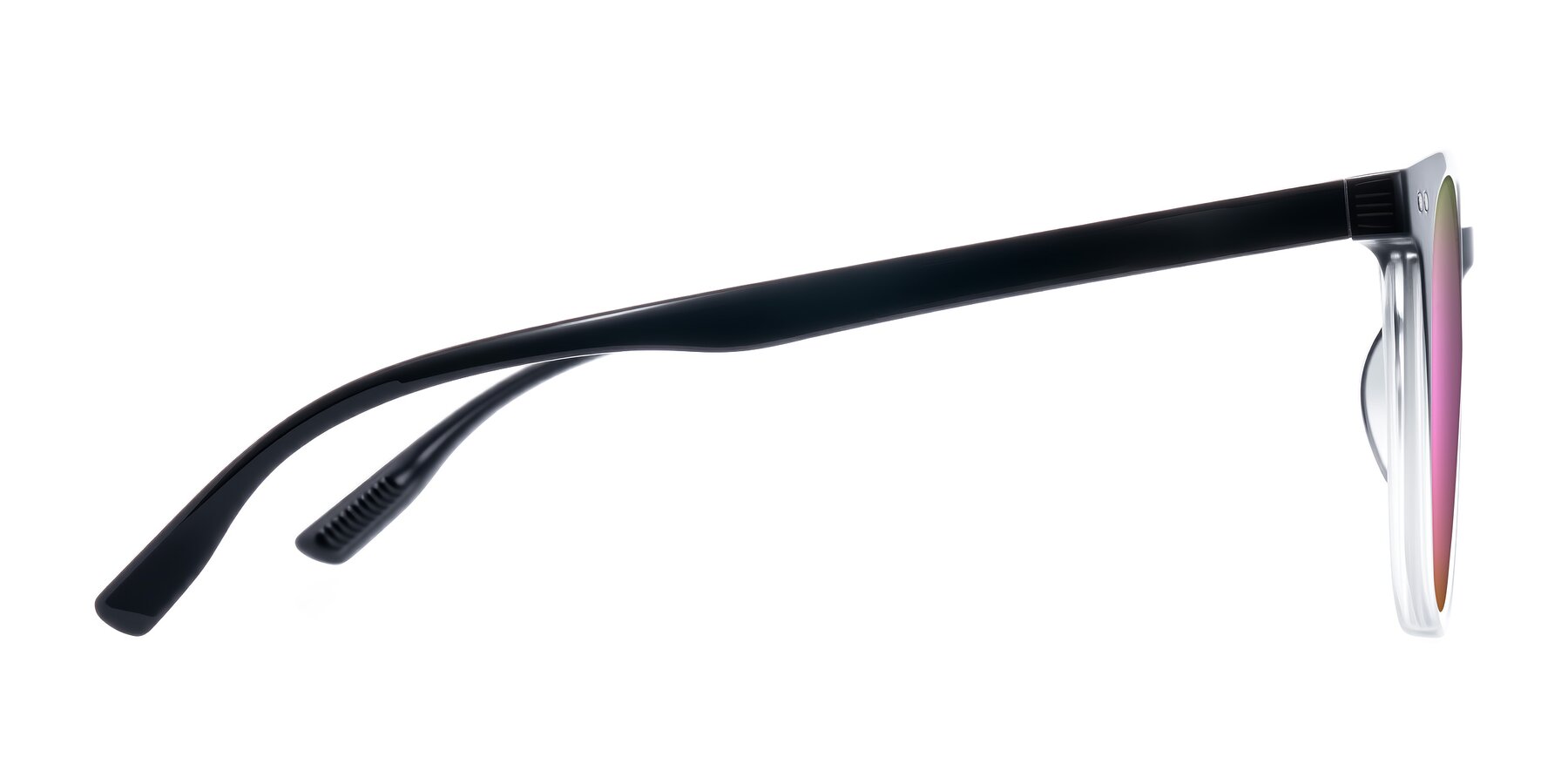 Side of Pizarro in Gradient Black/Clear with Pink Mirrored Lenses