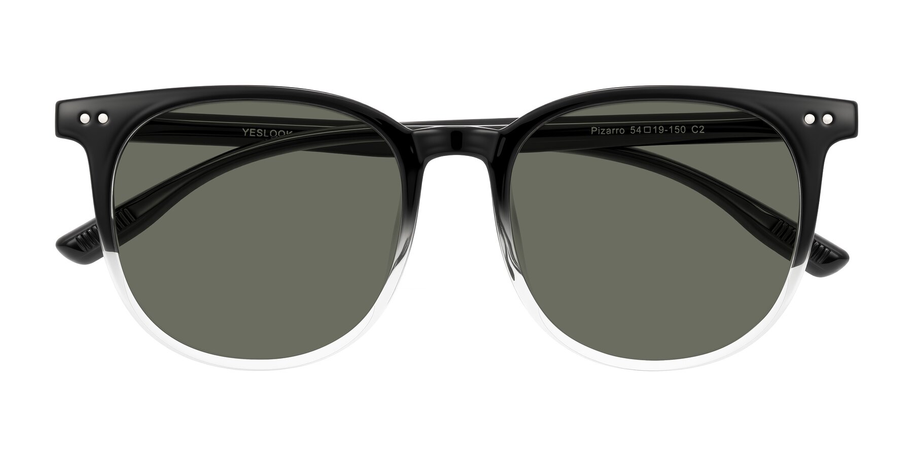 Folded Front of Pizarro in Gradient Black/Clear with Gray Polarized Lenses
