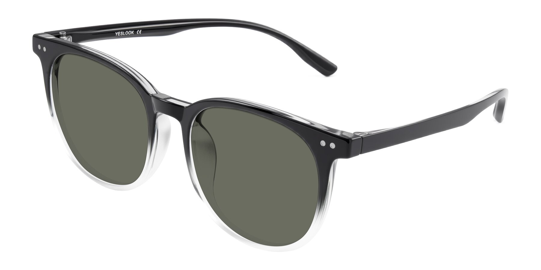 Angle of Pizarro in Gradient Black/Clear with Gray Polarized Lenses