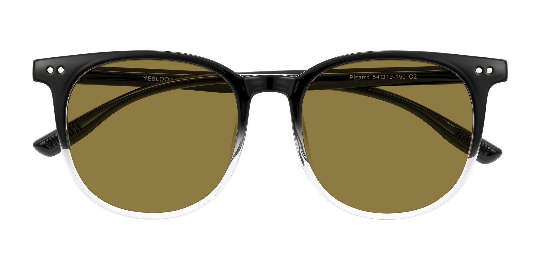 Folded Front of Pizarro in Gradient Black/Clear with Brown Polarized Lenses
