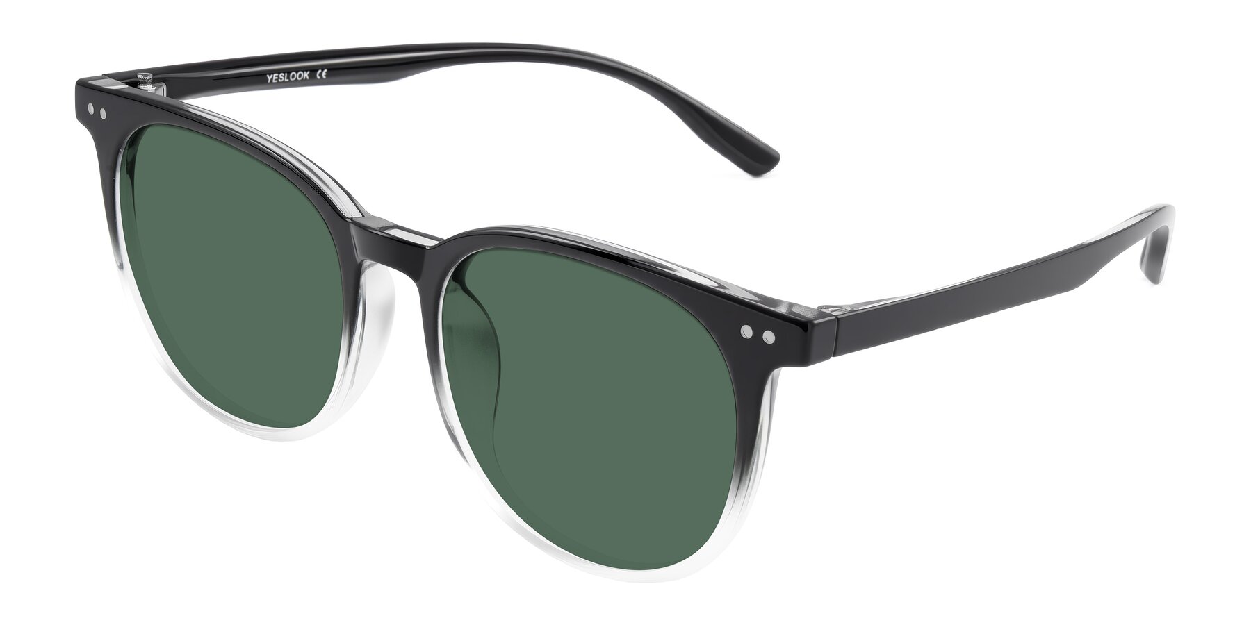 Angle of Pizarro in Gradient Black/Clear with Green Polarized Lenses