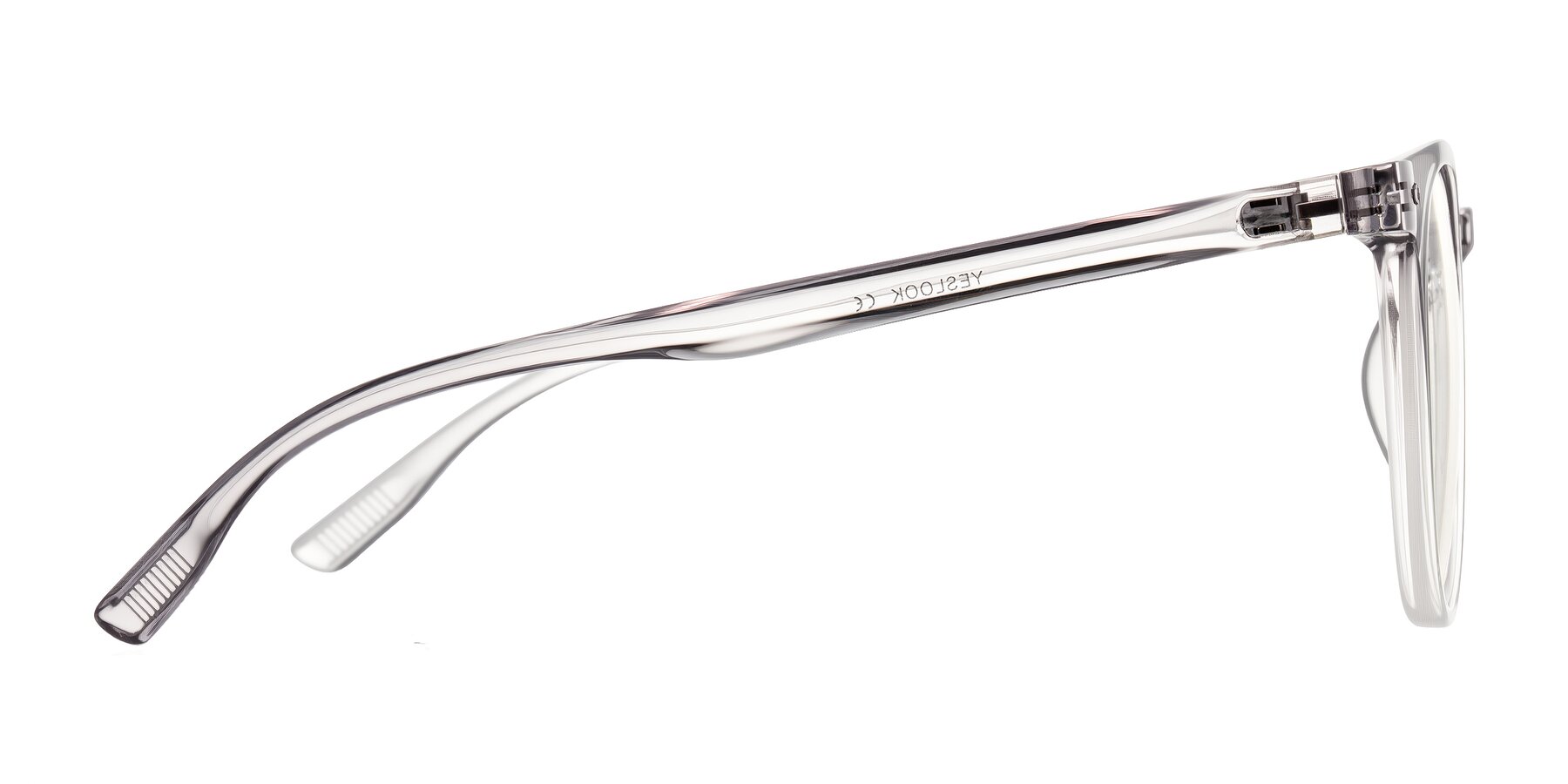 Side of Pizarro in Crystal Gray with Clear Eyeglass Lenses