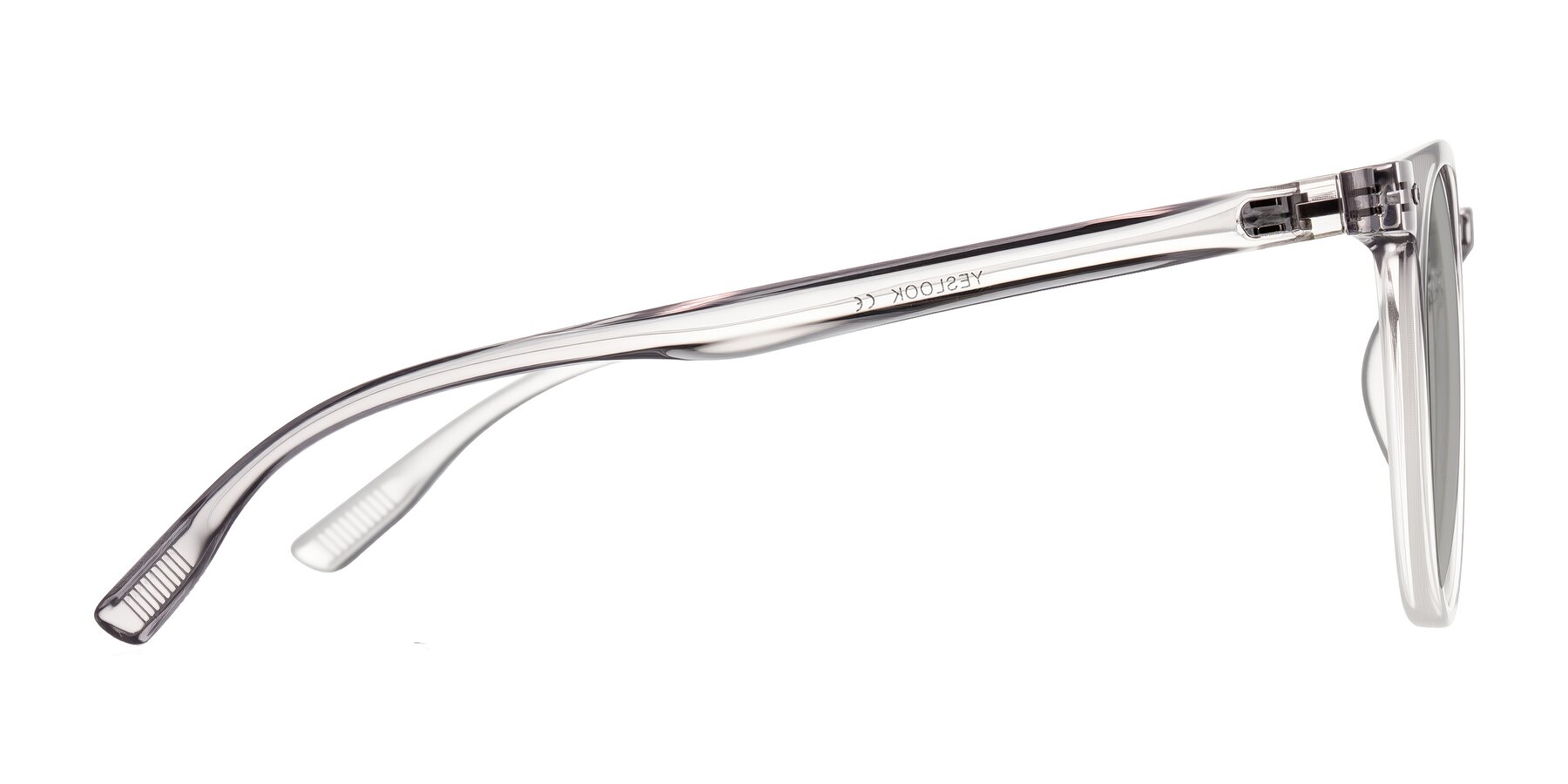 Side of Pizarro in Crystal Gray with Light Gray Tinted Lenses