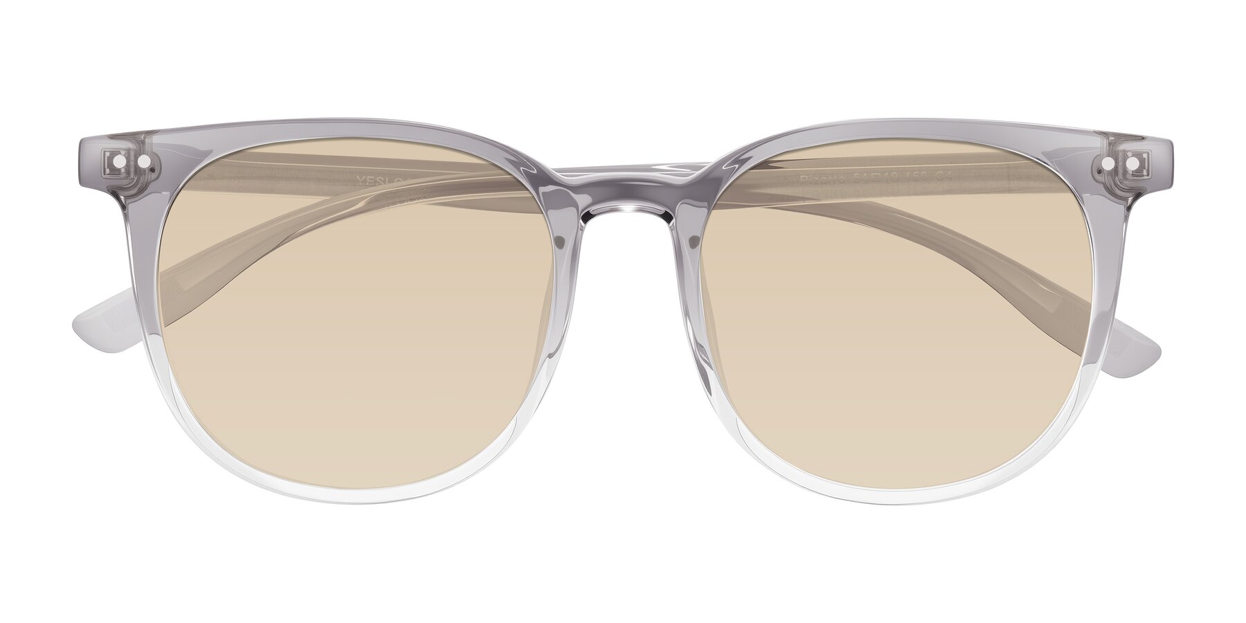Folded Front of Pizarro in Crystal Gray with Light Brown Tinted Lenses
