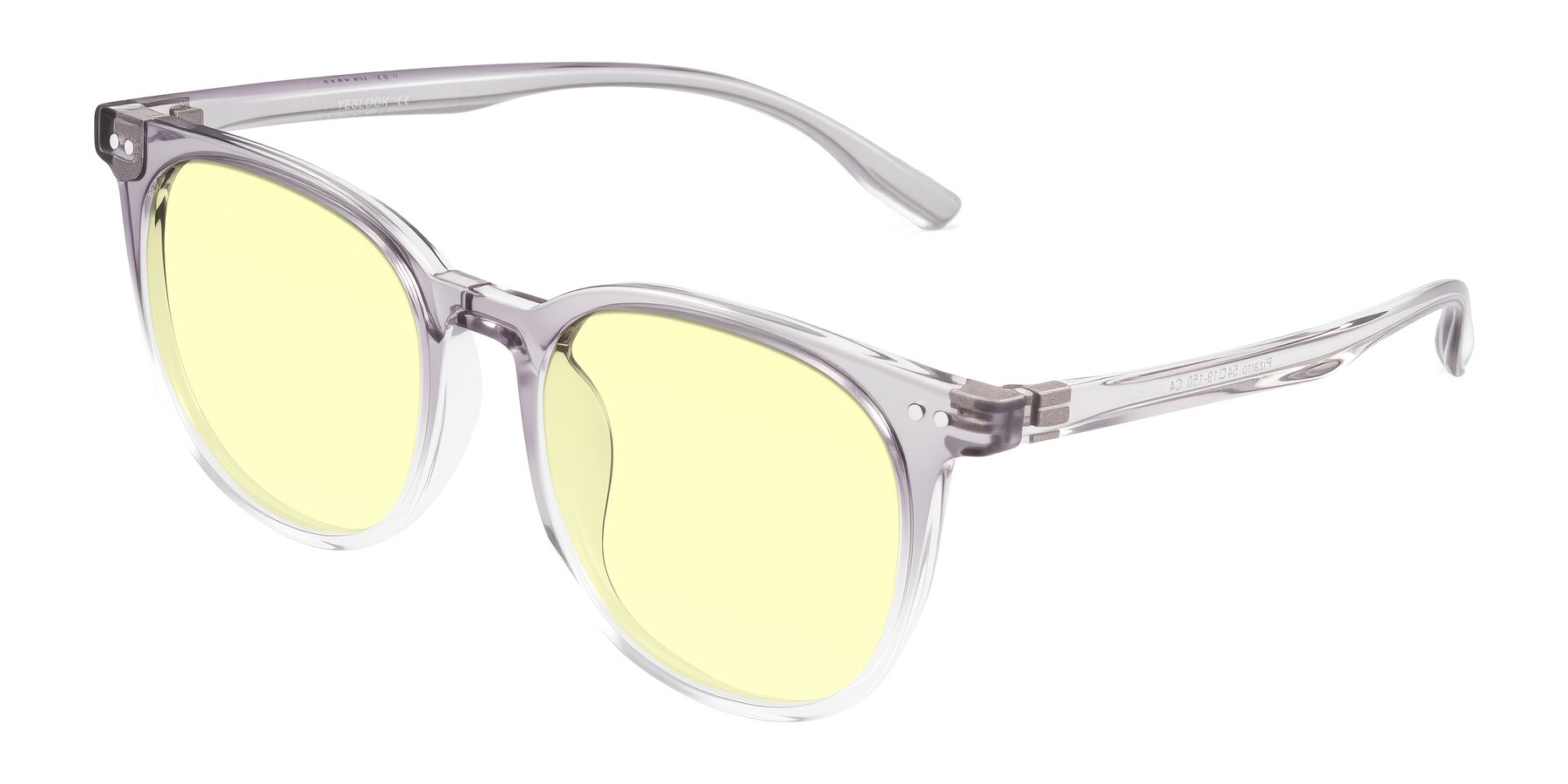 Angle of Pizarro in Crystal Gray with Light Yellow Tinted Lenses