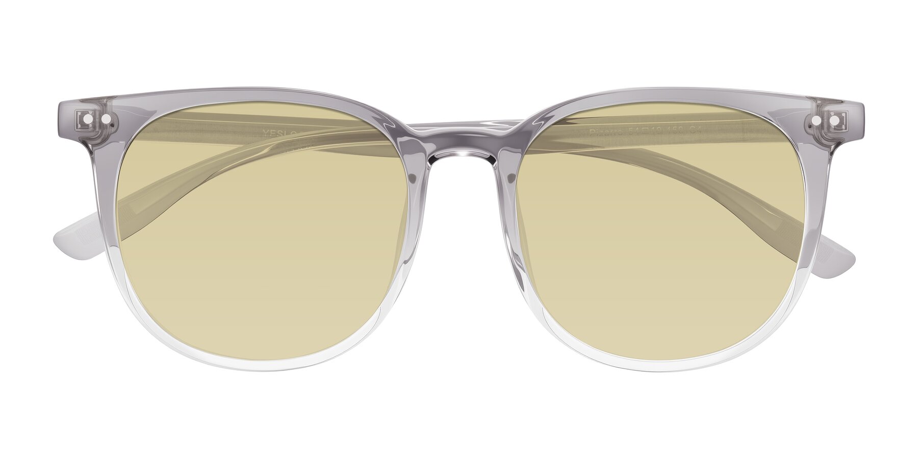 Folded Front of Pizarro in Crystal Gray with Light Champagne Tinted Lenses